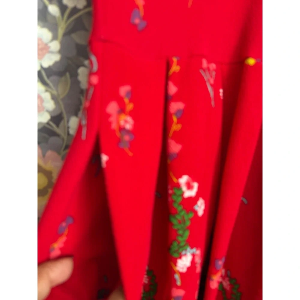 LuLaRoe Red Floral Fit and Flare Short Sleeve Knee Length‎ Dress Size M